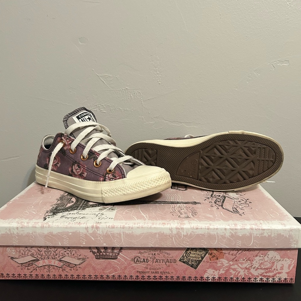 Converse Low Top Sneakers - Cream & Pink Floral - Picture 6 of 6